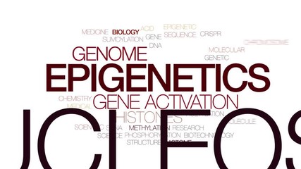 Poster - Epigenetics animated word cloud. Kinetic typography.