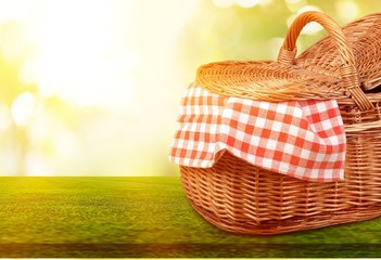 Wall Mural - Picnic basket background spring lunch romantic white