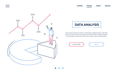 Business analysis- line design style isometric web banner