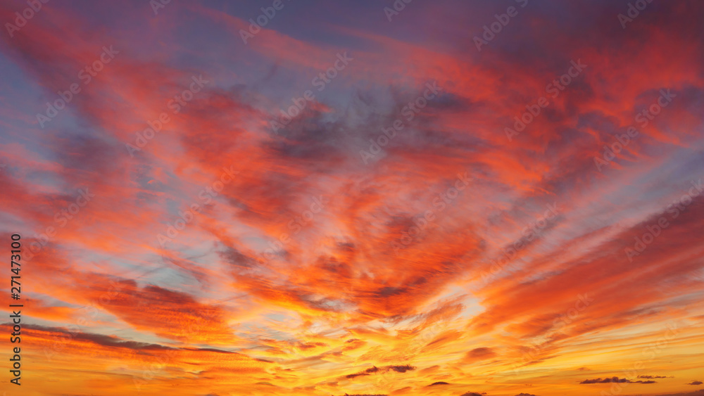 beautiful cloudscape at sunset with red clouds on sky - obrazy, fototapety, plakaty 