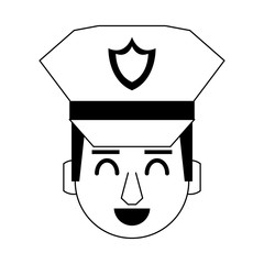 Sticker - policeman face avatar cartoon character in black and white