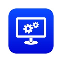 Poster - Monitor settings icon digital blue for any design isolated on white vector illustration