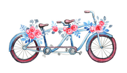 Wall Mural - Watercolor tandem bicycle