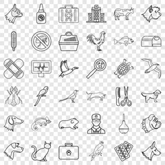 Poster - Hospital icons set. Outline style of 36 hospital vector icons for web for any design