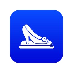 Sticker - Princess shoes icon blue vector isolated on white background
