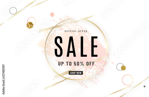 Fashion Sale Banner Design Background With Gold Circle Frame