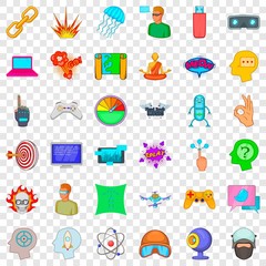 Poster - Network icons set. Cartoon style of 36 network vector icons for web for any design