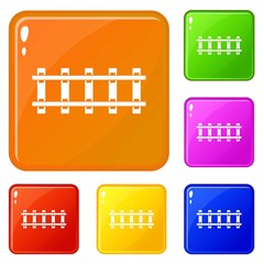 Poster - Railway icons set collection vector 6 color isolated on white background