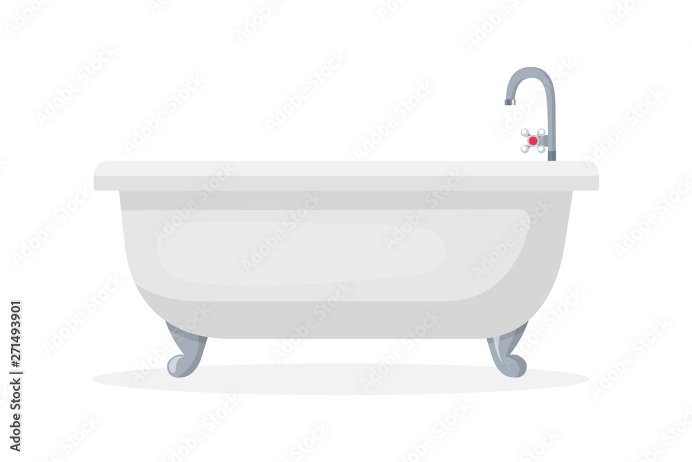 Comfortable bathtub flat vector illustration Stock Vector | Adobe Stock