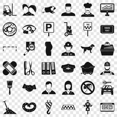 Poster - Favorite profession icons set. Simple style of 36 favorite profession vector icons for web for any design
