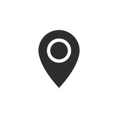 Poster - Pin flat point logo vector illustration. Gps pointer mark. Location map icon on white background