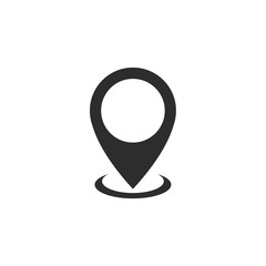 Poster - Pin flat point logo vector illustration. Gps pointer mark. Location map icon on white background
