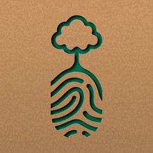 Natue Paper Cut Concept Of Finger Print With Tree