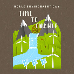 Environment Day card of green nature landscape