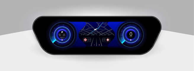 Poster - car service in the style of hud. virtual graphical interface ui hud autoscanning, analysis and diagn