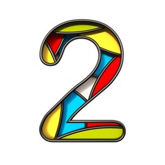 Multi color layers font Number 2 TWO 3D