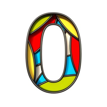 Multi color layers font Number 0 ZERO 3D