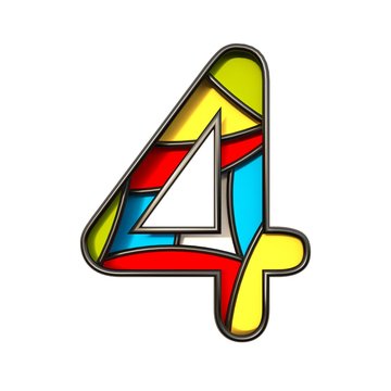 Multi color layers font Number 4 FOUR 3D
