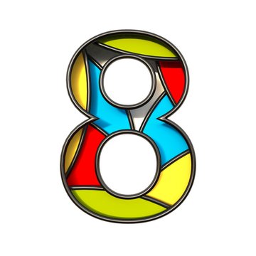 Multi color layers font Number 8 EIGHT 3D