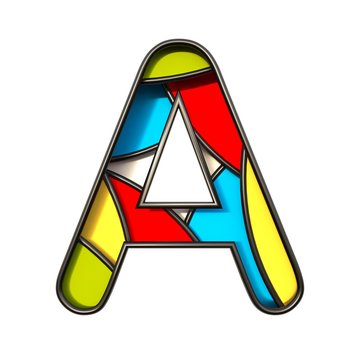 Multi color layers font Letter A 3D