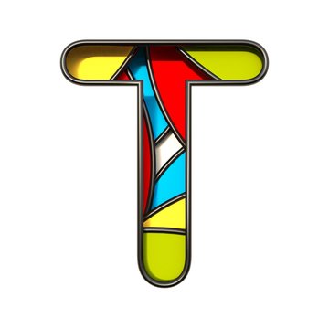 Multi color layers font Letter T 3D