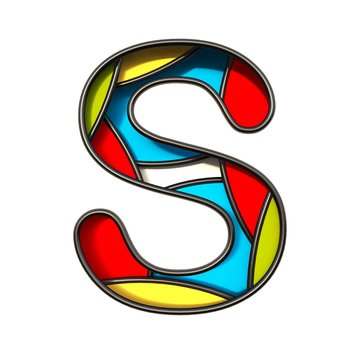 Multi color layers font Letter S 3D