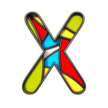 Multi color layers font Letter X 3D