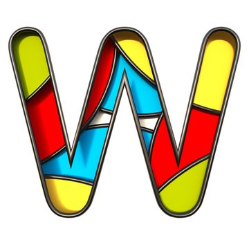 Multi color layers font Letter W 3D