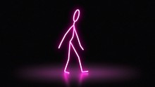 Looping Neon Girl And Boy Stickmen Characters Doing A Hip Hop Dance