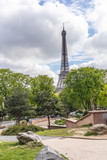Fototapeta Boho - Paris, France - APRIL 9, 2019: Eifel tower seen from a different angle