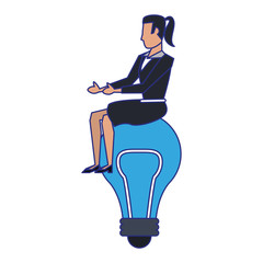 Sticker - business woman avatar cartoon character blue lines