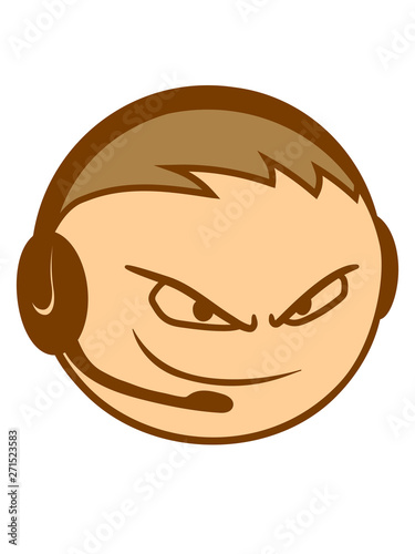 Spielen Geek Gamer Nerd Headset Zocken Computer Kreis Logo Kopf