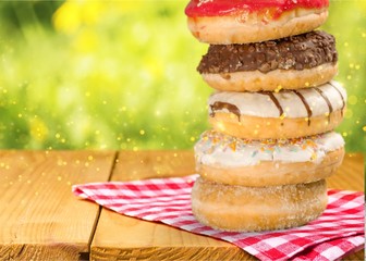 Sticker - Delicious glazed doughnuts isolated on white background