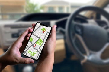 Poster - GPS Map to Route Destination network connection Location Street Map with GPS Icons Navigation