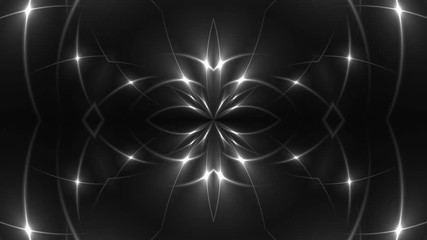 Poster - Abstract symmetry kaleidoscope - fractal lights, 3d rendering backdrop, computer generating background