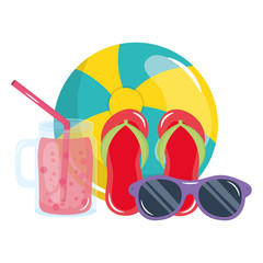 Wall Mural - beach balloon with flip flops and sunglasses