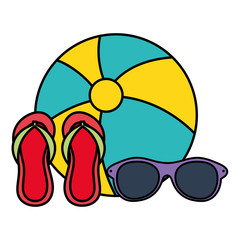 Poster - beach balloon with flip flops and sunglasses