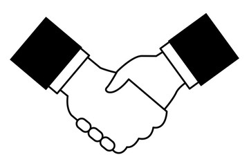 business handshake icon cartoon isolated black and white