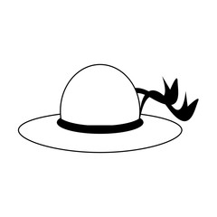 Sticker - Summer hat cartoon isolated symbol in black and white