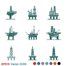 Oil Platform Iconfuel Production Logo, Illustration, Vector Sign Symbol For Design