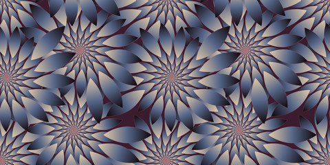 Wall Mural - foliage seamless pattern with fractal flowers in brown blue shades