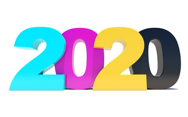 Wall Mural - Happy New Year 2020 colorful cmyk calendar background 3D render
