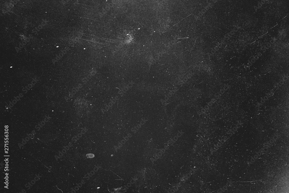 Dust and scratches design. Distressed photo editor layer. Black abstract background. Copy space. - obrazy, fototapety, plakaty 