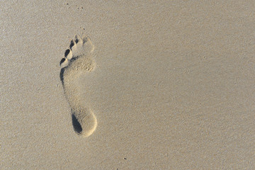 top view on footprint in the sand