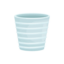 Ceramic Blue Flower Pot. Vector Illustration On White Background.