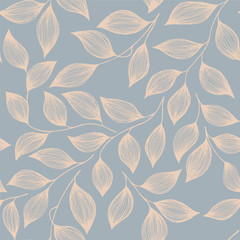 Wrapping tea leaves organic seamless pattern vector. Trendy tea plant bush brown leaves floral fabric ornament print.