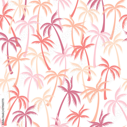 Minimal tropical plants, coconut trees, beach palms textile background design.