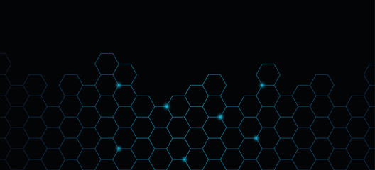 Wall Mural - honeycomb blue shiny technical background vector illustration EPS10