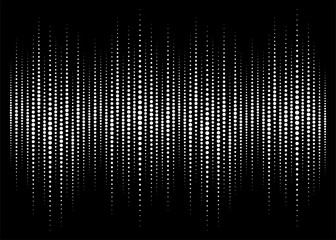 Audio equalizer halftone isolated on white background. Sound wave using halftone texture. Abstract audio spectrum waveform. Music beat. Vector illustration.