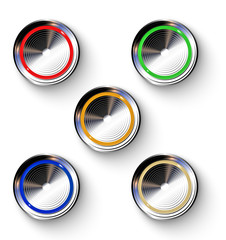 Wall Mural - Set of realistic colored buttons